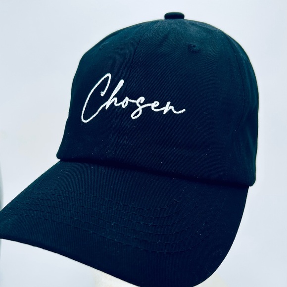 🩵💚 Chosen Embroidered Black Adjustable Baseball Cap - Picture 3 of 6